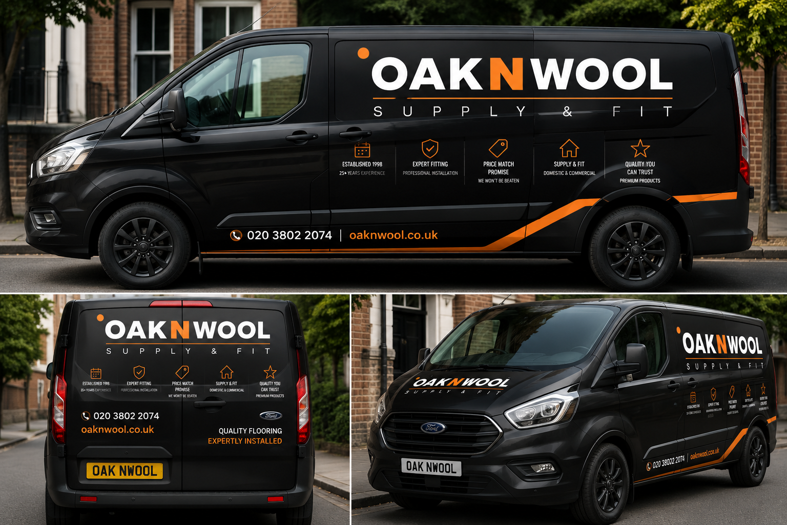 Oaknwool Supply & Fit branded vans